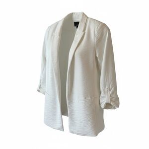 Simply Vera Vera Wang Blazer Jacket Womens L White Open Front 3/4 Sleeve